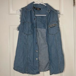 Harley Davidson embroidered jean vest